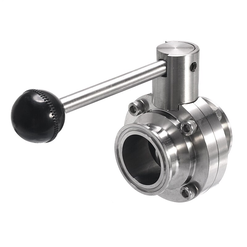 1-1/2 Inch 38Mm SS304 Sanitary Grade Stainless Steel 1.5 Inch Three-Clip Butterfly Valve Welding Butterfly Valv