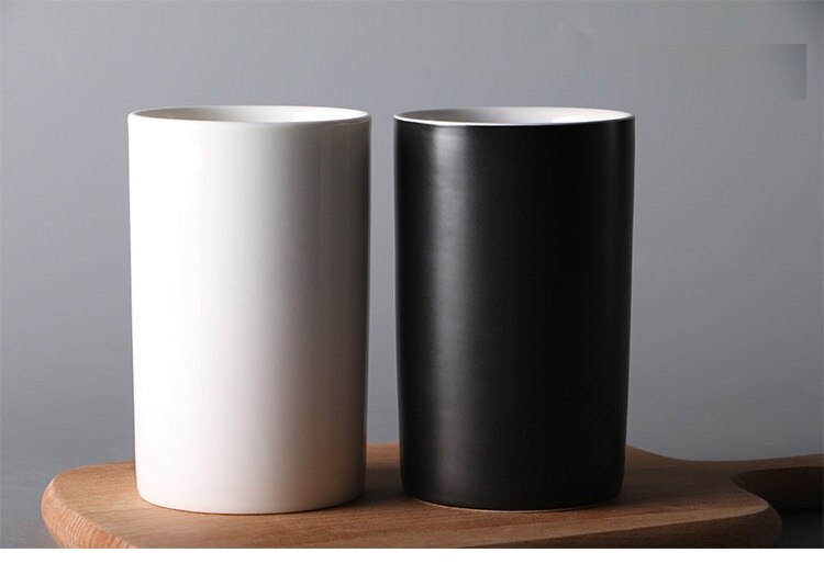 Gobelets circulaires écologiques de style japonais | 2 pièces gobelets épais porte-brosse à dents, tasse en céramique noire blanche, tasse de lavage des dents, ensembles de salle de bain