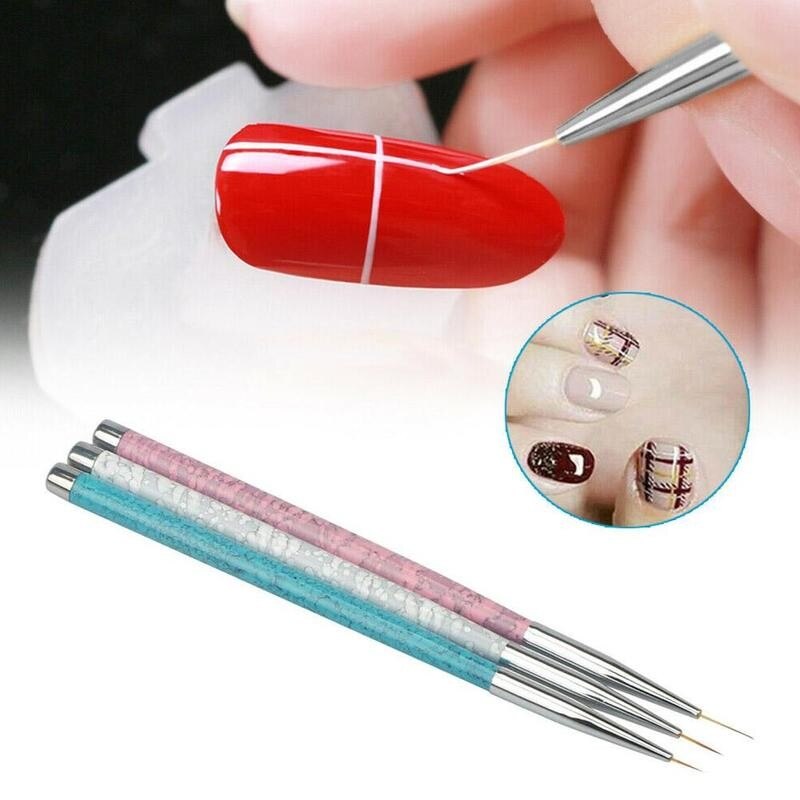 3pcs/set Sequins Nail Drawing Pen Nail Art Acrylic French Painting Brush Flower Stripes Lines Diy Manicure Tool Paint Pen
