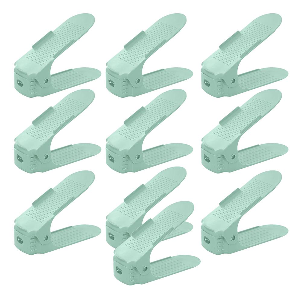 1/5/10pcs Adjustable Shoe Organizer Double Shoe Rack Storage Space Saver Shoes Organizers Stand Shelf for Living Room: 10PCS Green