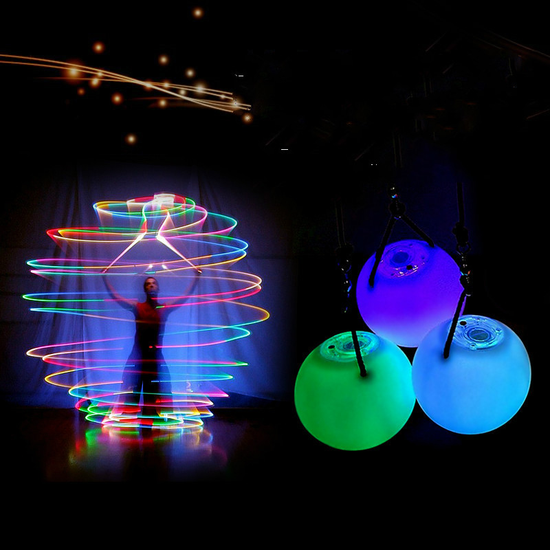 2 stuks = 1 paar buikdans ballen RGB glow LED POI gegooid ballen voor buikdans hand rekwisieten podium prestaties accessoires