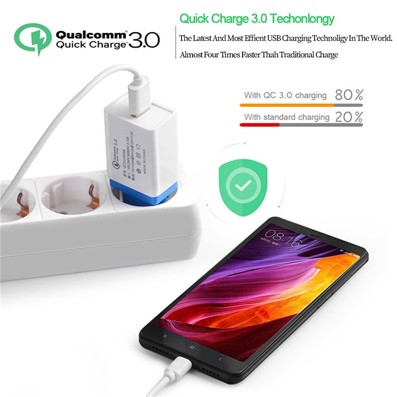 18W USB Charger Quick Charge 3.0 EU Plug Mobile Phone Travel Wall Fast Charger Power Adapter For iPhone 11 Samsung Xiaomi Huawei