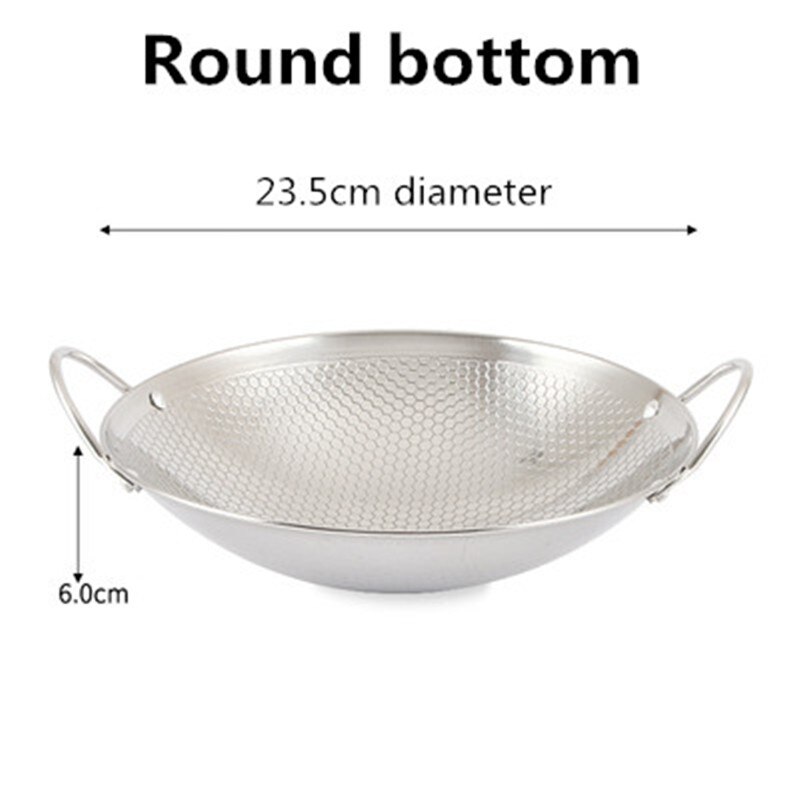 Stainless steel dry pot round bottom small pot thickened double ear non-stick pot bar tripod pot cooker hotpot pots and pans: 23.5cm