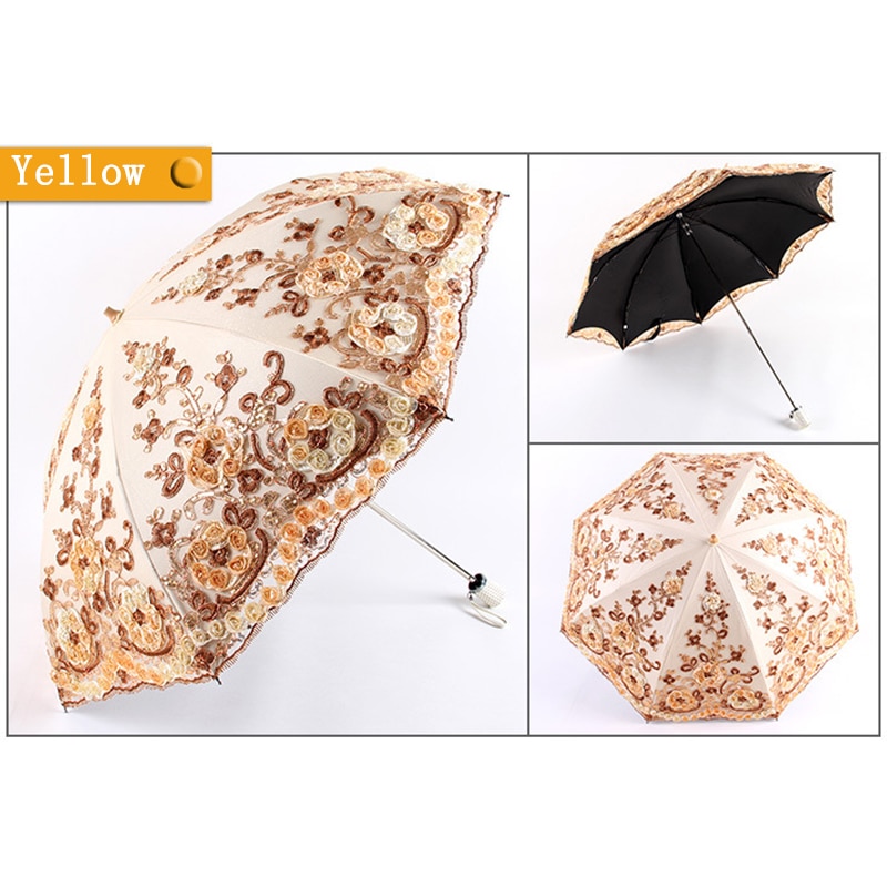 Paraguas de lluvia plegable de encaje para mujeres, sombrilla para chicas, sombrilla de actividad para boda, Paraguas Anti-UV a prueba de agua, Paraguas Guarda chuva sombrbrinha