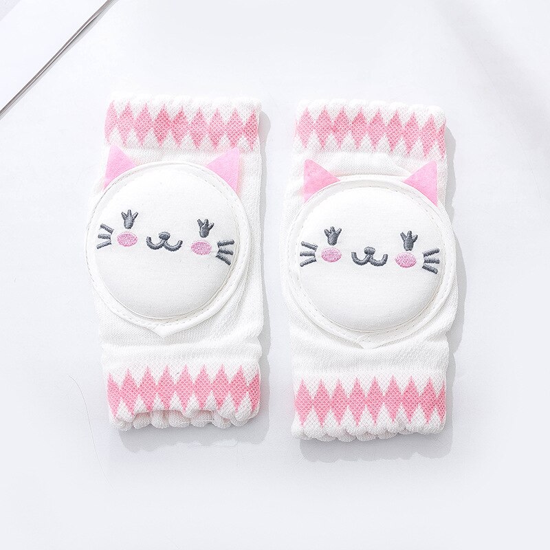 0-3Years Baby Knee Pads Infant Non Slip Crawling Elbow Cartoon Animal Mesh Breathable Kneepads Protector Toddler Safety Cushion: Cat