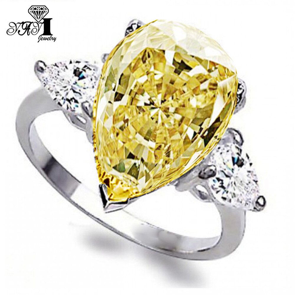 YaYI Frauen Schmuck Ring 5CT Gold Farbe Zirkon CZ Silber Farbe Verlobungsringe trauringe Partei Ringe