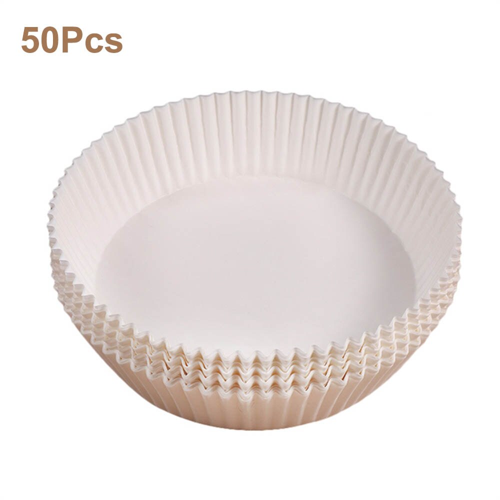 25/50pcs Air Fryer Disposable Paper Liner Non-Stick Mat Steamer Round Paper Baking Mats Kitchen AirFryer Baking Accessories: 50pcs white