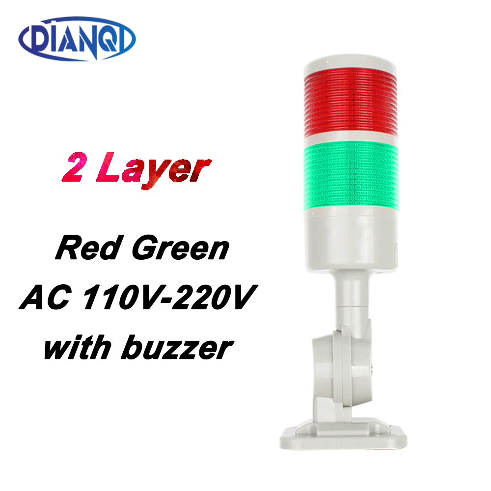 2 layers Rotatable 180 Stack light Red warning light industrial for CNC machine DC 24V 12V AC220V 110V Steady flashing light LED: CS2J-110-220V-R-G