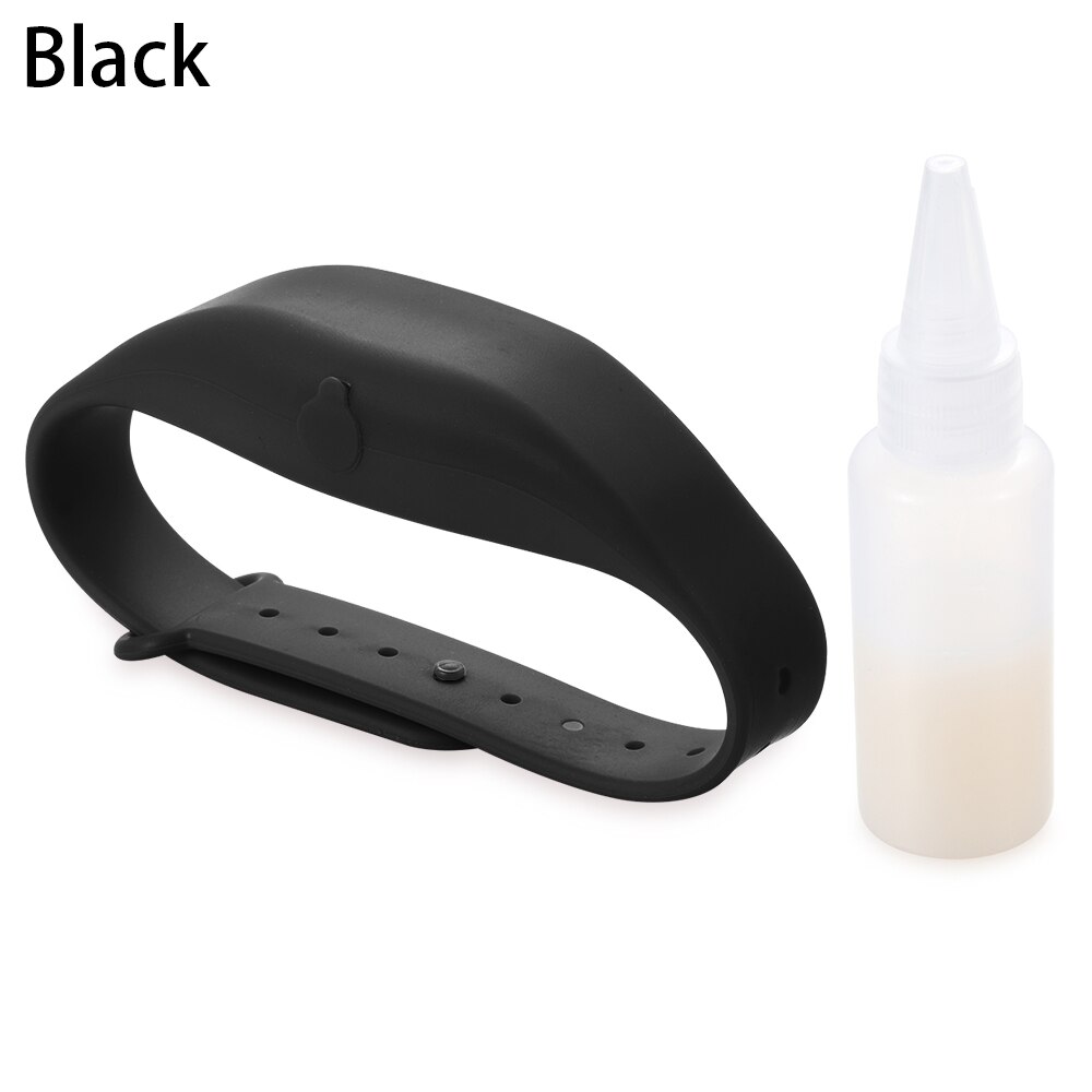 Outdoor Portable Hand Sanitizer Dispensing Wristband Hand Wash Dispenser Refillable With Squeeze Bottle Silicone Soap Bracelet: black