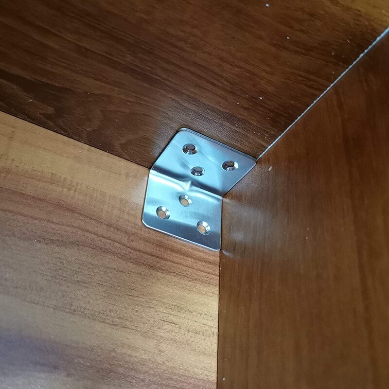 Stainless Steel 90 Degree Right-Angle Bracket, Shelf Bracket Partition Fixed Code, 6-Hole Corner Code