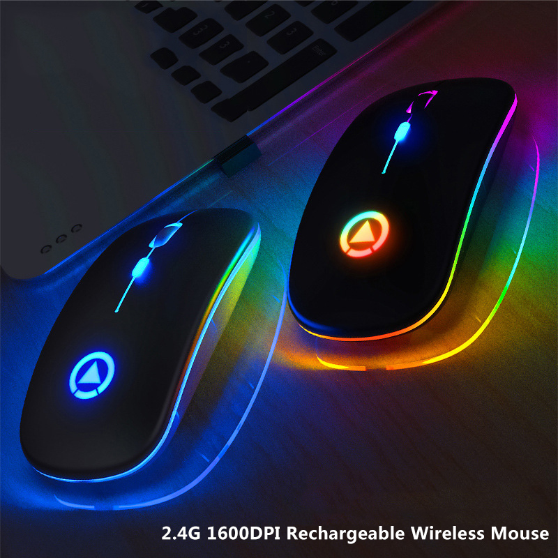 2.4Ghz 1600Dpi Oplaadbare Mute Muis Draadloze Stille Led Backlit Muis Usb Optische Ergonomische Gaming Mouse Voor Voor Pc laptop