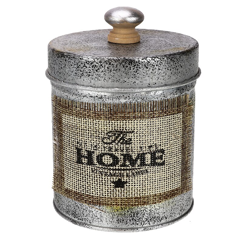 Organizer Desktop Sundries Box Kitchen Tableware American Retro Antique Metal Storage Jar Box Nuts Jar Snack Home Decoration: home
