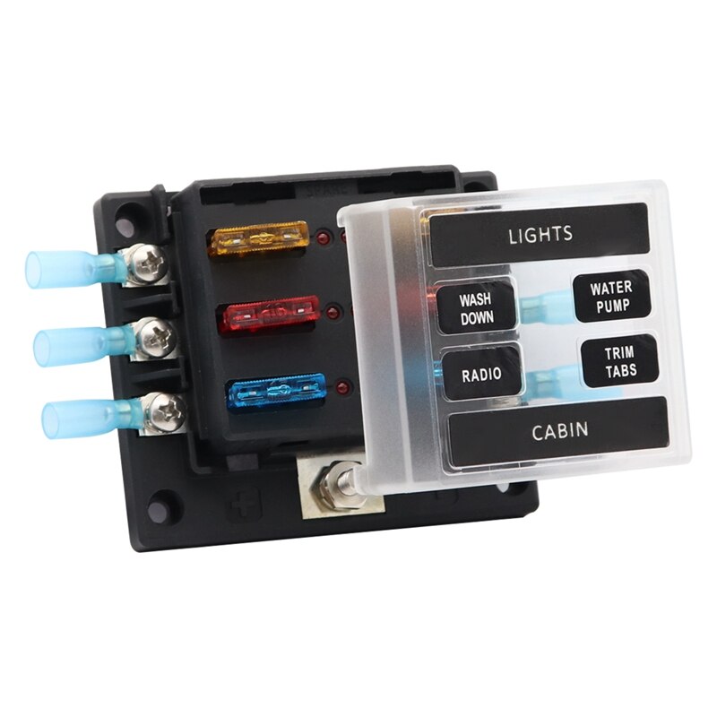 6-Weg Auto Zekeringkast 1 In 6 Out Auto Zekeringkast Universele Automative Zekeringkast Met Led Indicator voor Auto Boot Marine Caravan: Default Title