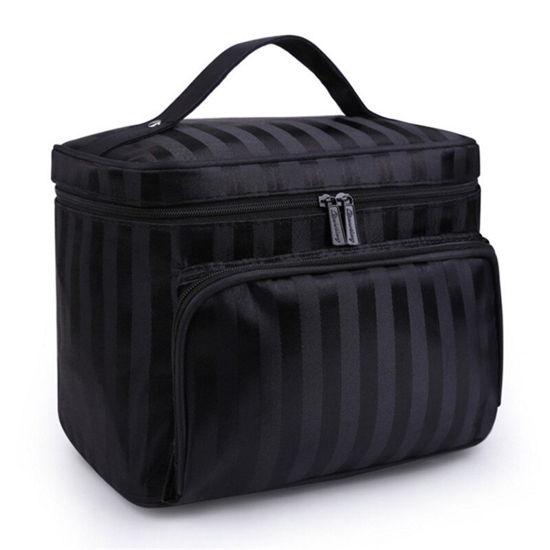 Make Up Bag Women Cosmetic Bag for Cosmetics Travel Organizer Toiletry kit female Makeup Bag and cases Large Toilet Necessaire: TW-Black