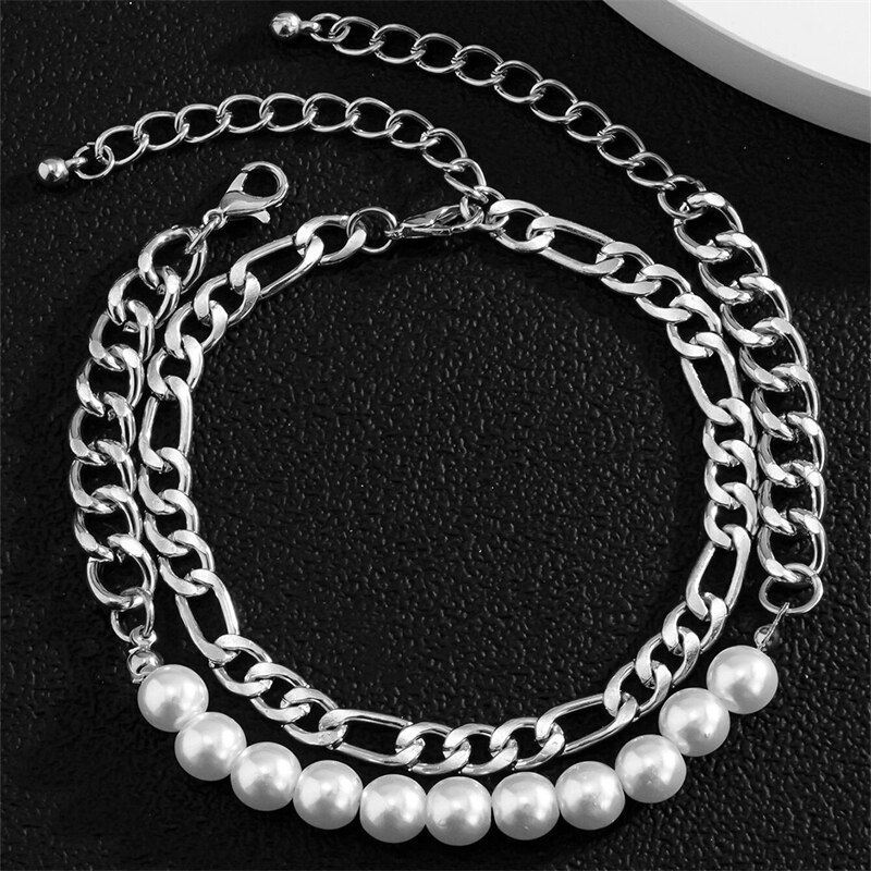 2 Packungen Von Einfache modisch Stil exquisit herren Perle Armbänder Kreative Spleißen Kette Armbänder männer Schmuck Beste: Ursprünglich Titel