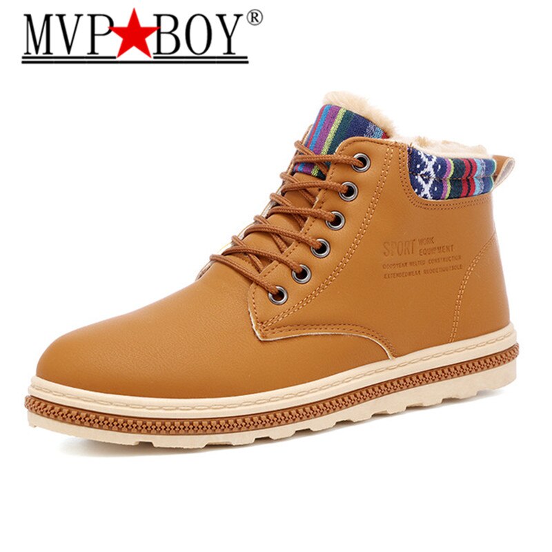 Mvp dreng korte bløde plys herre high top sneakers vinter varm pels studerende lejligheder snestøvler mandlige skridsikre udendørs sko fodtøj: Gul / 9.5