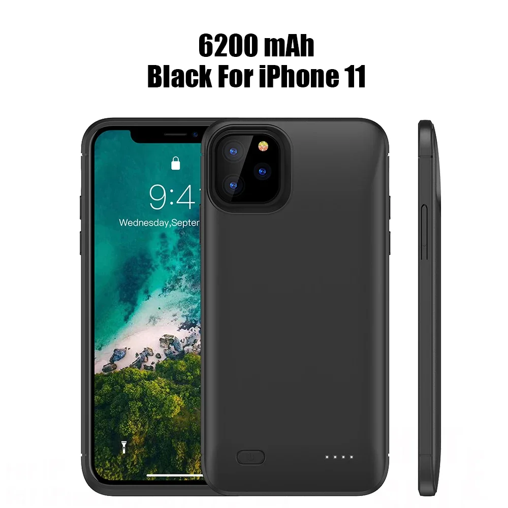 Custodia per caricabatteria per iPhone 6 6S 7 8 Plus SE 2020 custodia di ricarica per iPhone X Xs XR 11 12 Pro Max Power Bank portatile 6200mAh: Grigio scuro