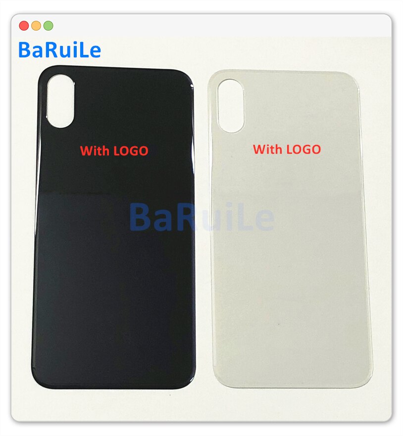 BaRuiLe 10pcs Battery Rear Glass Cover For iphone X XS XSMax Rear Housing Battery Door Case Replacement Parts with Big Hole
