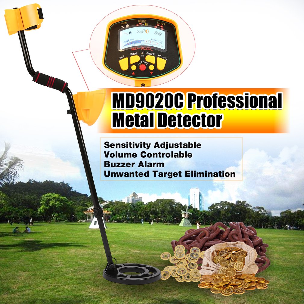 MD9020C Portable Underground Metal Detector Handheld Treasure Hunter Gold Digger Finder LCD Display