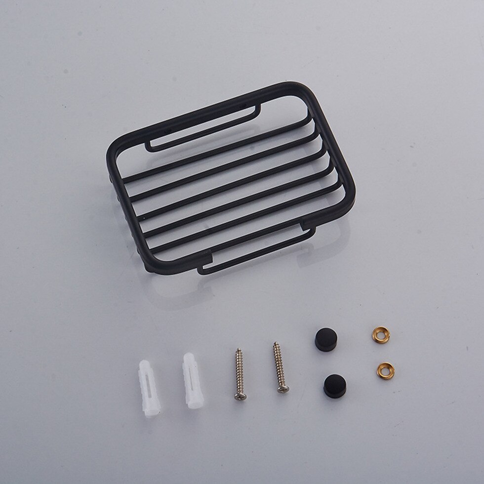 Zwart Zeepbakje Opslag Houder Aluminium Badkamer Douche Wandmontage Decoratieve Zeepbakjes Doos Mand Vierkante Rack Zeep Case Box