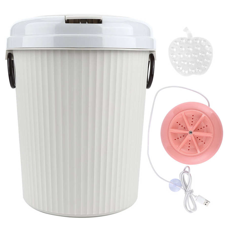 8L 18W Mini USB Powered Portable Desktop Laundry Washer Ultrasonic Clothes Washing Machine Household Appliance: Pink