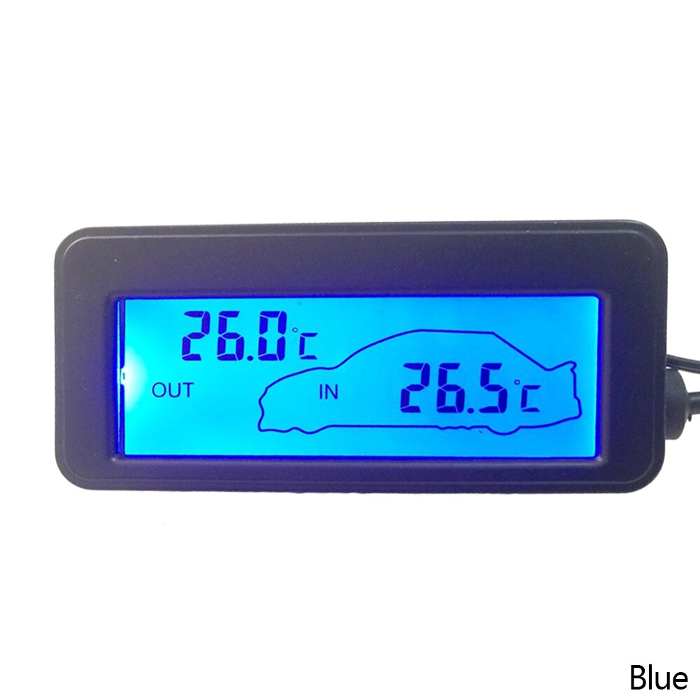 12V Mini Temperature Sensor LCD Car Digital Thermometer Auto Temperature Indoor Outdoor Meter Gauge Instruments With 1.5m Cable: Blue