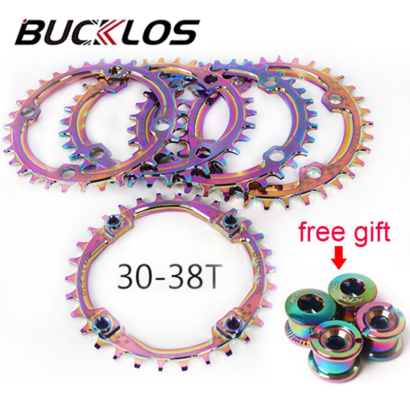 104 BCD Rainbow Bicycle Chainring Narrow Wide 30/32/34/36/38T Chainwheel Colorful MTB Bike Crankset Plate Bicycle Crank