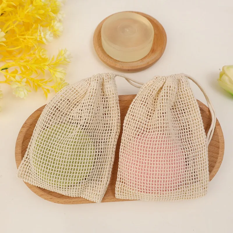Bolsas de jabón colgantes de lino y algodón Natural, bolsa de red para jabón espumoso, bolsas de red limpiadora de jabón corporal, Herramientas de limpieza de ducha para el hogar, 1/10 Uds.