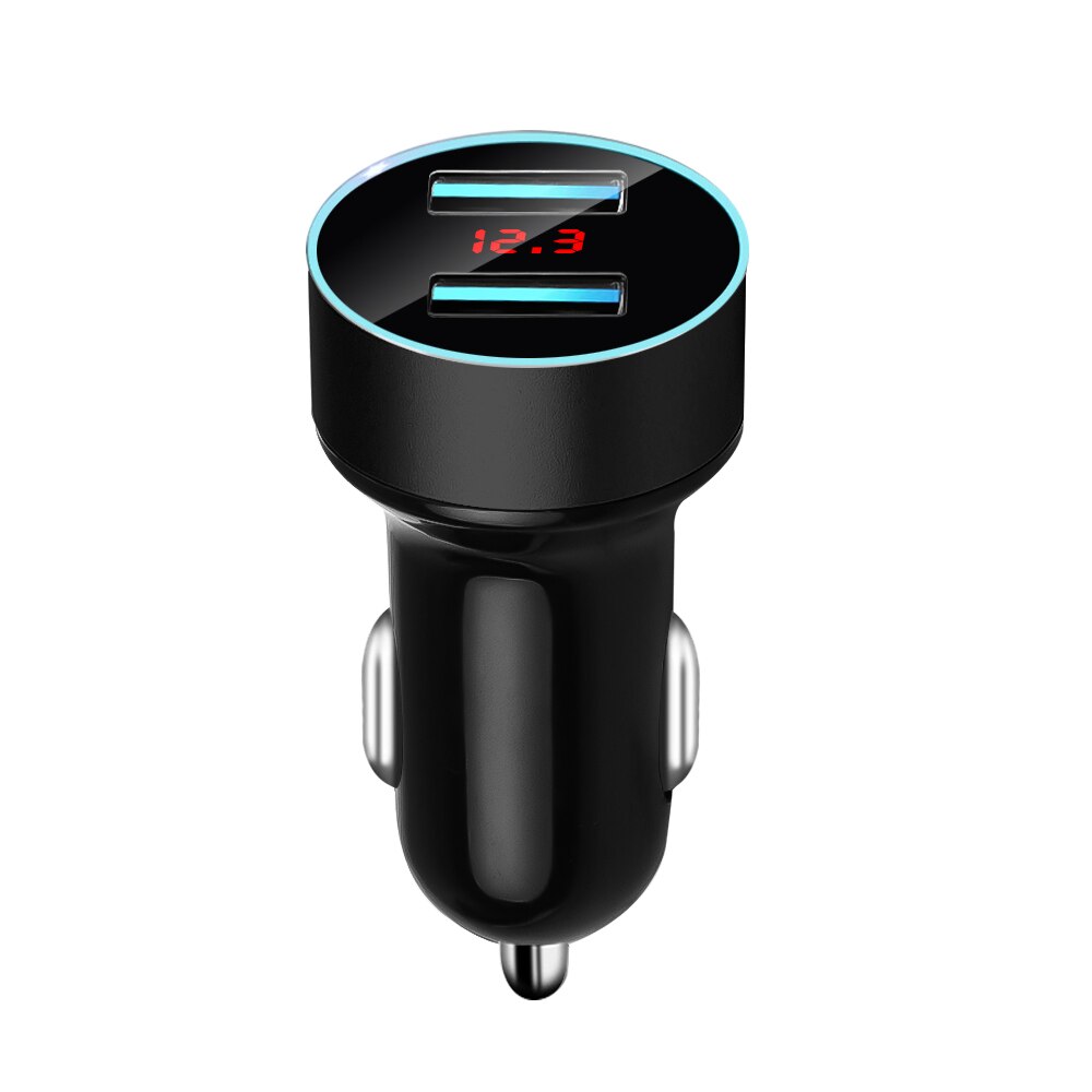 3.1A Dual USB Car Charger 2 Ports LCD Display 12-24V Car Cigarette Socket Lighter Car Phone Charger for iPhone 12 11 Pro Samsung: Black
