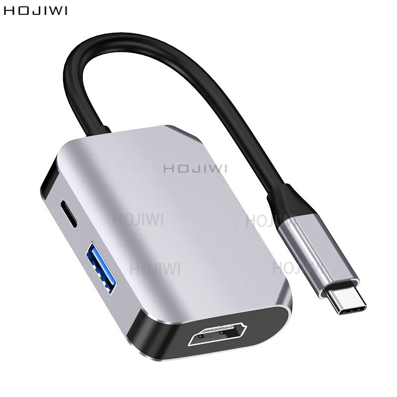 HOJIWI-Adaptador de concentrador 3 en 1 Tipo C a Multi USB 3,0, divisor de puertos USB a HDMI, PD, para MacBook Pro, huawei, estación de acoplamiento de ordenador portátil AA07