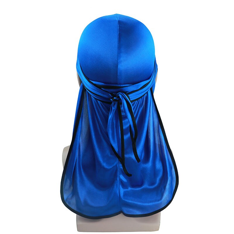 Luksus herre silkeaktig durags bandana turban lue parykker doo menn sateng durag biker hodeplagg pannebånd pirat lue hårtilbehør
