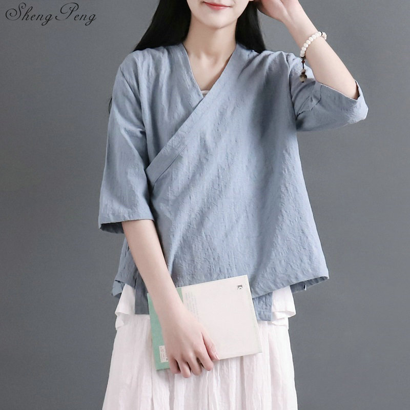 Traditionele Chinese Kleding Voor Vrouwen Casual Losse Tops Blouse Chinese Markt Online Traditionele Chinese Shirt Top Q164