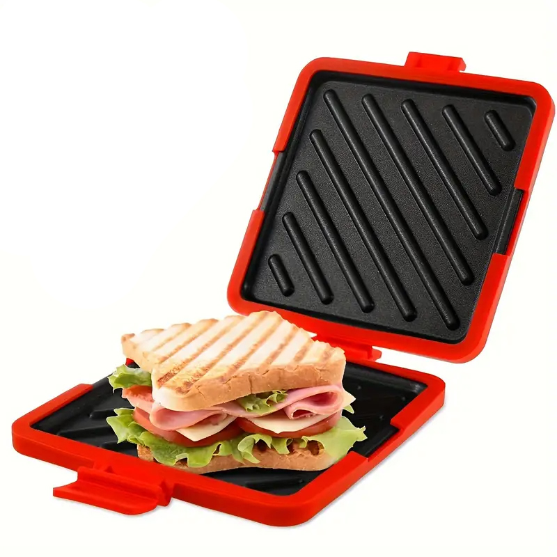 Sandwich mold Toast Maker Microwave Square Panini Maker for Dessert Sandwiches Breakfast Sandwich pan: Clear