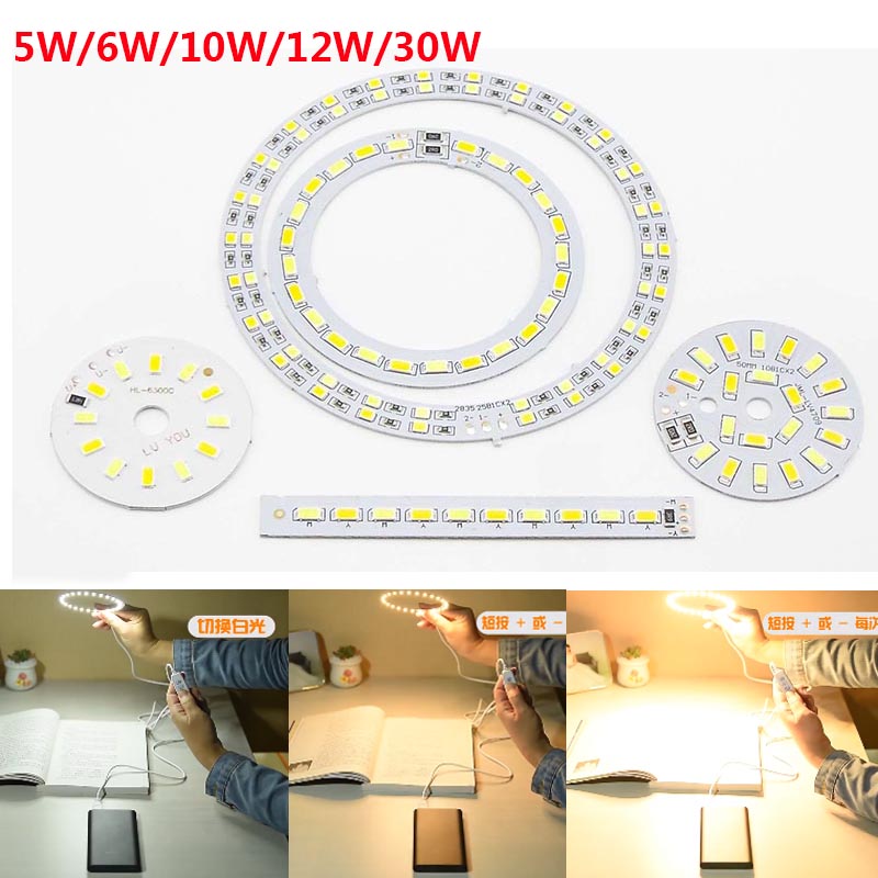DIY DC 5V LED SMD 5730 Lichtkralen bordchip Dimbaar 10W 30W Oppervlak Nachtlichtbron Tricolor Verstelbare Lamp Wit Warm