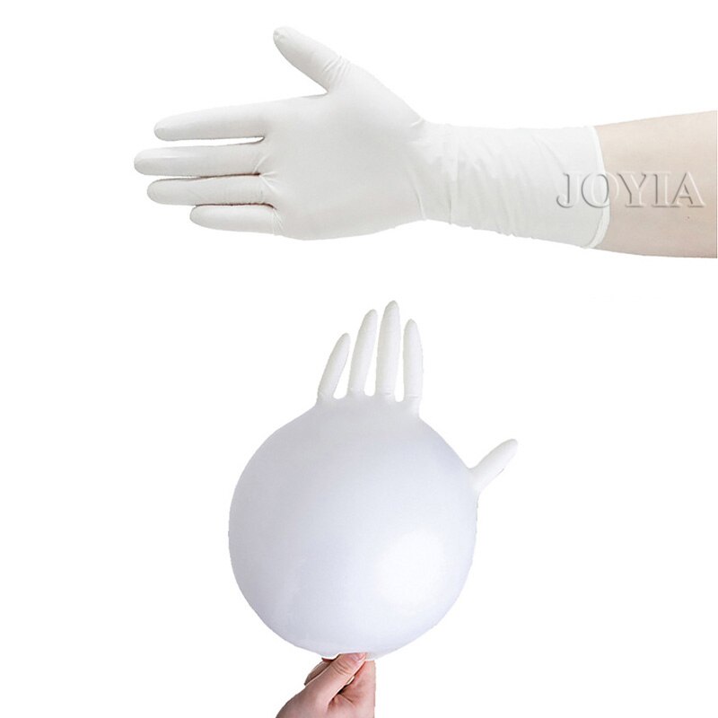 Guantes desechables de nitrilo de vinilo para hombre, manoplas protectoras de manos desechables de color blanco, sin polvo, tamaño pequeño, mediano, grande, S, M, L, 20 unidades, 100