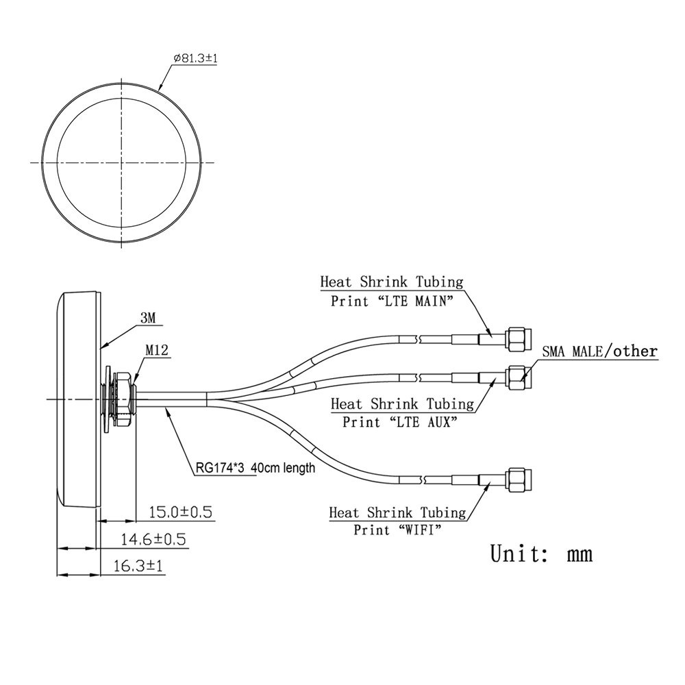 Antena zewnętrzna IP67 MIMO 4G GSM glonass, antena LTE GPS Combo dwuzakresowa antena