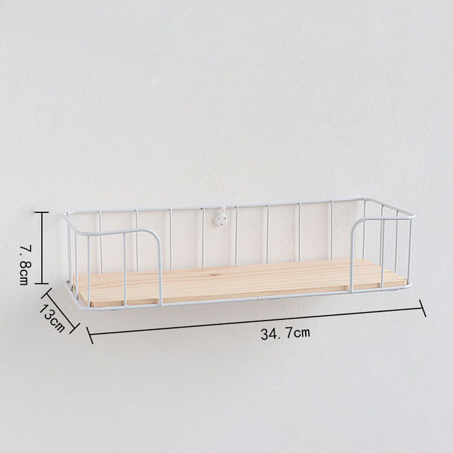 Dekorativa vägghyllor järn trähyllor garage kit förvaringsställ rum dekoration travar ornament förvaringsställ: Vit liten