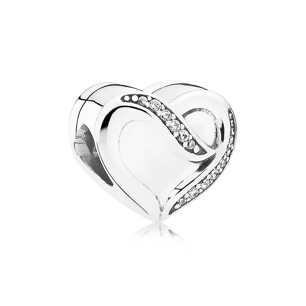 PDB ZZ 12 Pure Silver 925 Beads with 1:1 Heart-shaped Paw Print Pink Princess Ribbon Brilliant Butterfly Knot for Pan Bracelet: 791816CZ