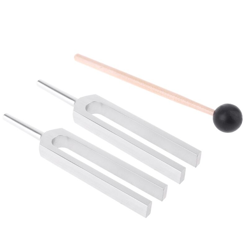 Paire de diapason en alliage d'aluminium (440Hz) en Bases bois pour des expériences de physique avec maillet et bases