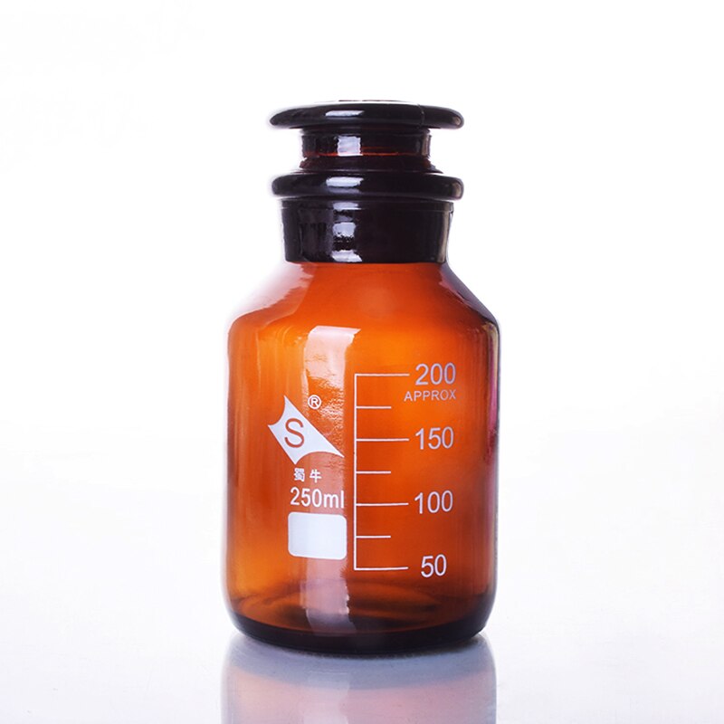 Brown reagent bottle,wide mouth,amber,Brown ordinary glass,Normal glass,Capacity 250ml,Sample Vials