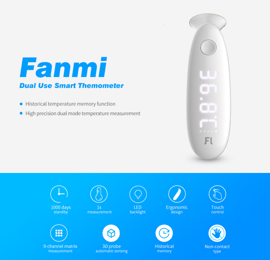 Xiaomi Fanmi Dual Gebruik Smart Voorhoofd Themometer Huishoudelijke LED Digitale Display Oor Temperatuur Monitor Minimalistische