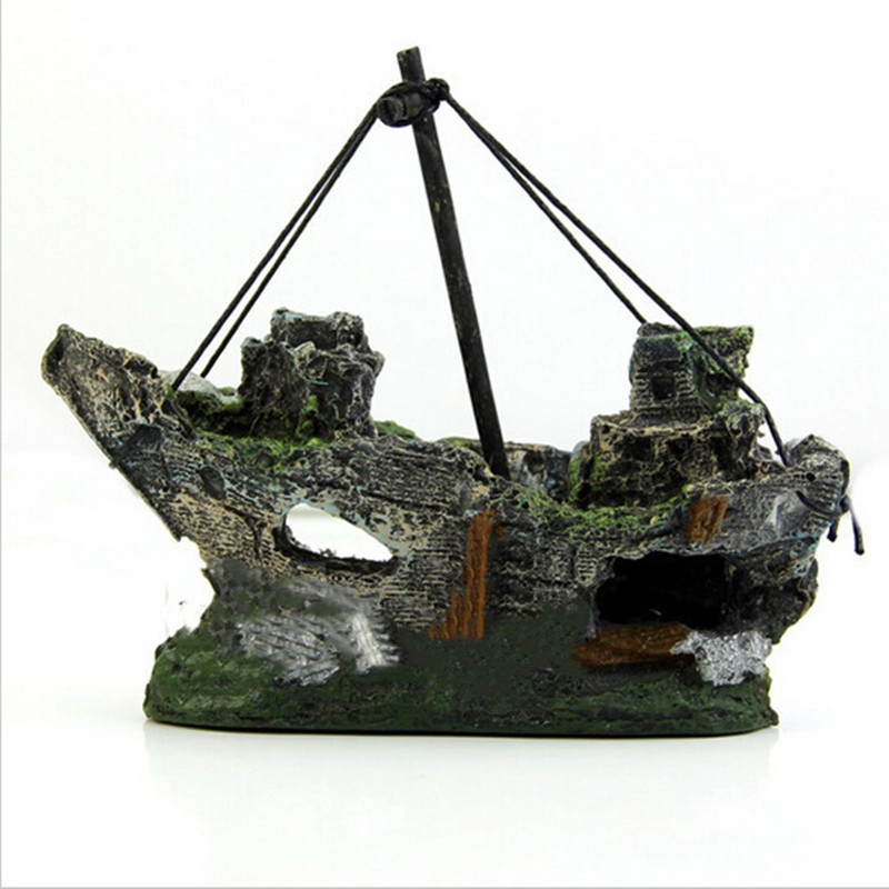 Aquarium Aquarium Decoraties Landschap Piratenschip Wrak Decor Hars Boot Ornament Aquarium Accessoires Decoratie