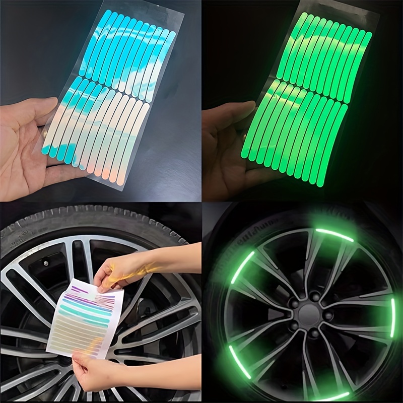 20Stck Auto Rad Leuchtende Aufkleber Reflektierende Aufkleber Leuchtende Fluoreszierende Farbe Rad Dekoration Motorrad Nacht Aufkleber
