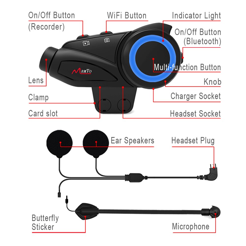 Maxto M2 M3 Motorhelm Headset Intercom Bracket Mount Houder Base + Hard Microfoon Oortelefoon Voor Maxto M2/M3 accessoires