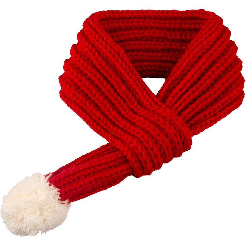 Bufanda de punto con pompón blanco para perros y gatos, bufanda cálida para mascotas, suministros de invierno, accesorios de Navidad y Año