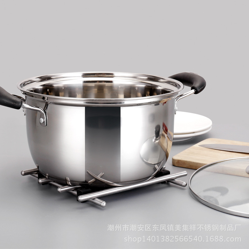 1 stk rustfrit stål dobbeltbund gryde suppe gryde ikke-magnetisk gryde multi-purpose køkkengrej non-stick gryde