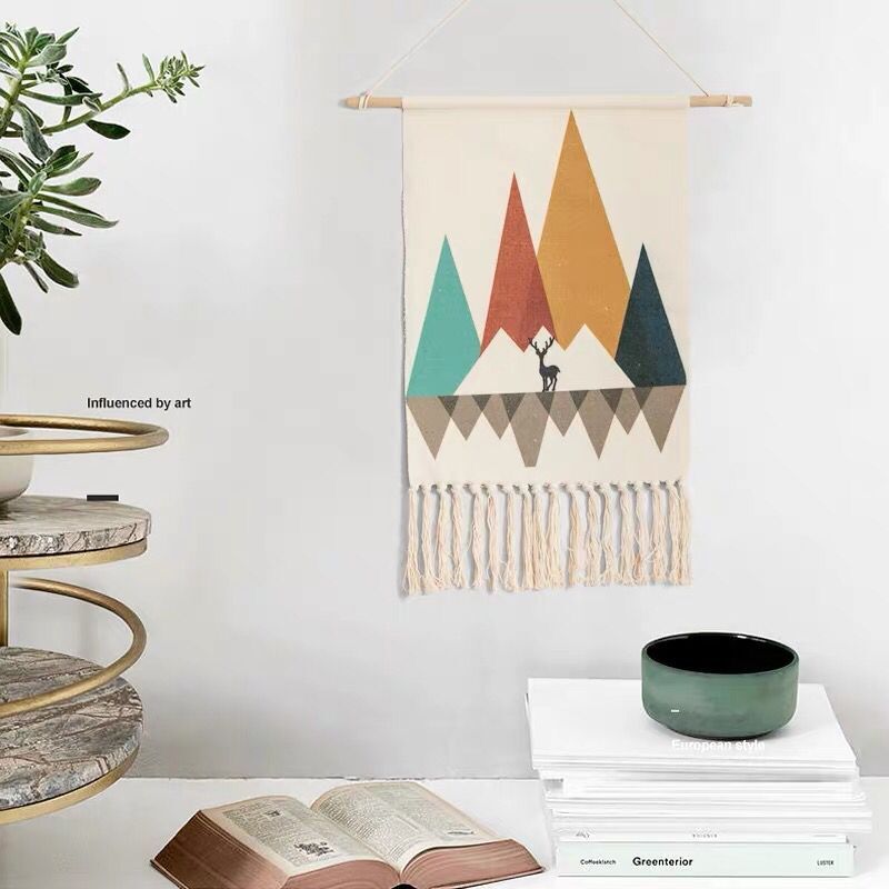 Boho Home Decor Macrame Wall Hanging Tapestry Cotton Tassel Handmade Woven geometric canvas Art background cloth tapestry