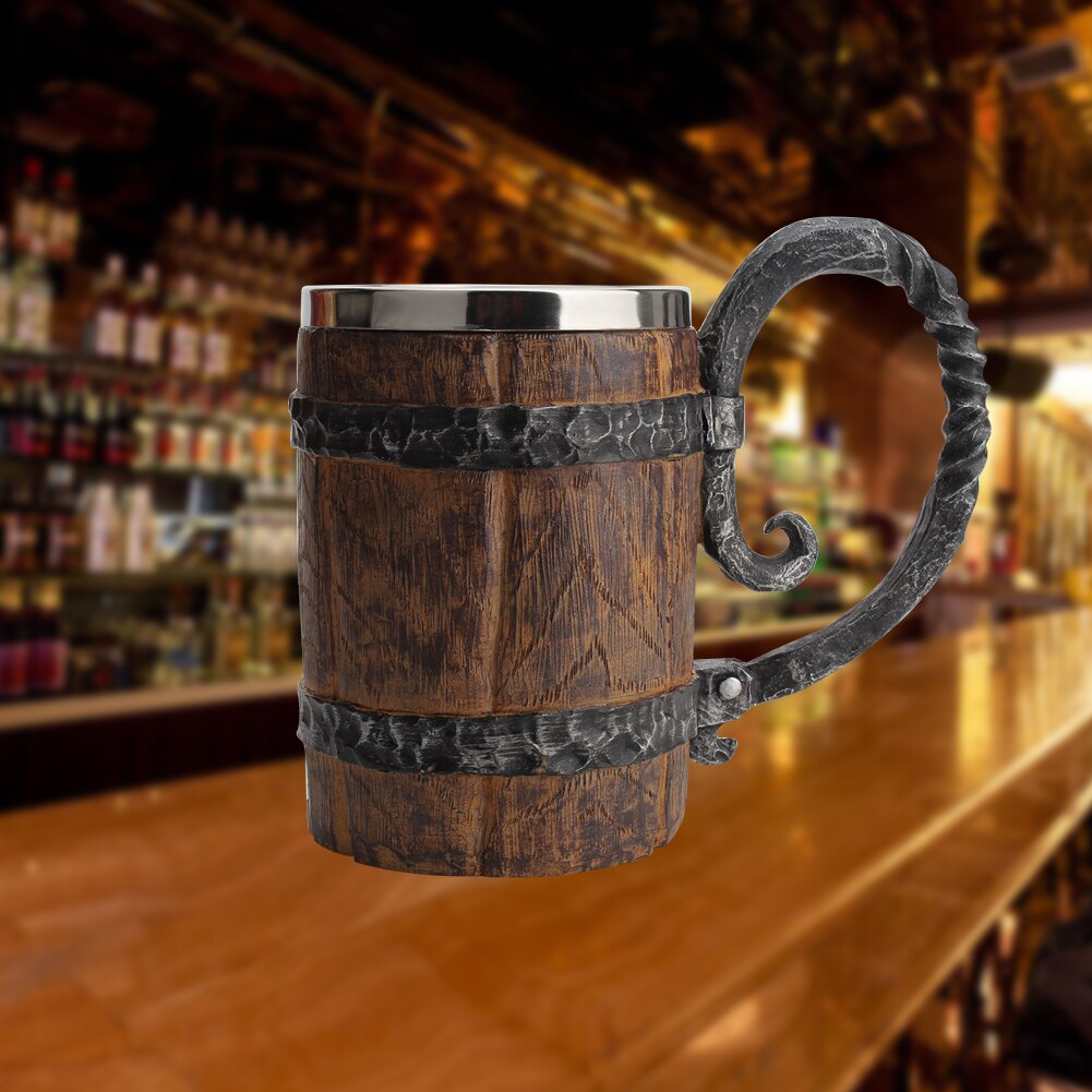 With Handle Beer Mug Drinkware Large Capacity Kitchen Accessories Double Wall Resin Restaurant Bar Hotel Cocktail Bucket Shaped