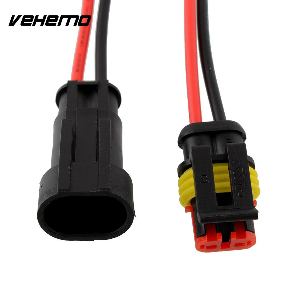 Vehemo 5 Set 2 Pin Auto Auto Voertuig Waterdichte Elektrische Connector Adapter W/Draad Awg Zwarte