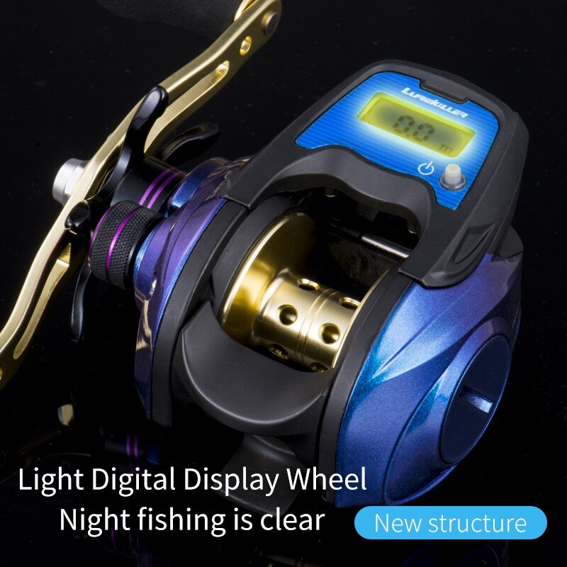 Lurekiller Digitale Display Elektronische Reel Fishing Gear Ratio 6.3:1 Lage Profiel Lijn Teller Baitcasting Reel Boot Reel